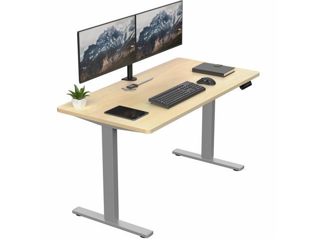 VIVO Electric 55 x 28 Stand Up Desk, Light Wood Table Top, Gray Frame