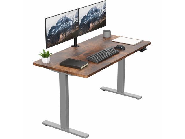 VIVO Electric 55 x 28 Stand Up Desk, Vintage Brown Table Top, Gray Frame