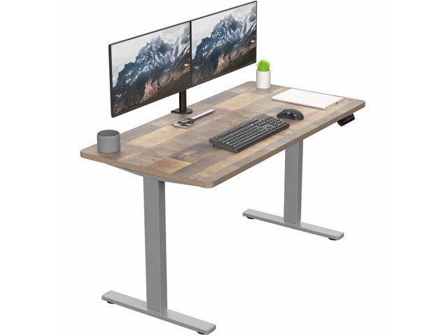 VIVO Electric 55 x 28 Stand Up Desk, Reclaimed Wood Table Top, Gray Frame