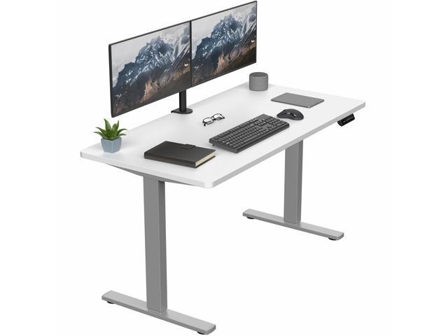 VIVO Electric 55 x 28 Stand Up Desk, White Table Top, Gray Frame