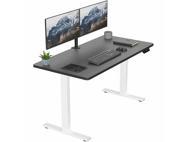 VIVO Electric 55 x 28 Stand Up Desk, Black Table Top, White Frame
