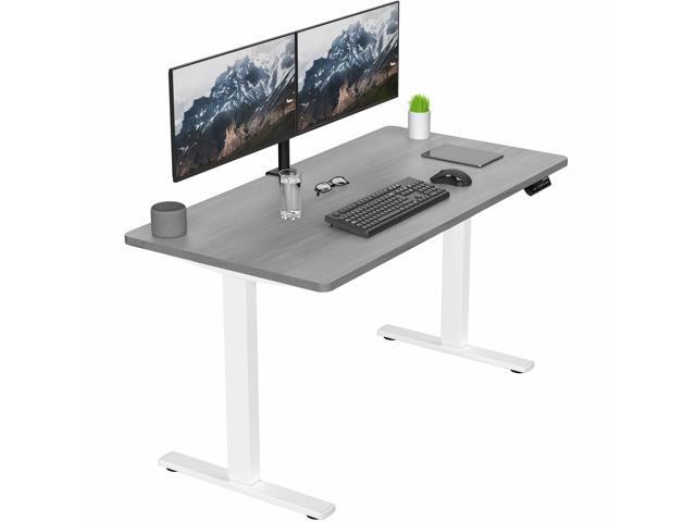 VIVO Electric 55 x 28 Stand Up Desk, Dark Gray Table Top, White Frame