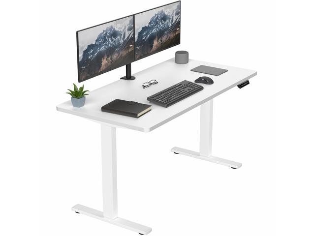 VIVO Electric 55 x 28 Stand Up Desk, White Table Top, White Frame