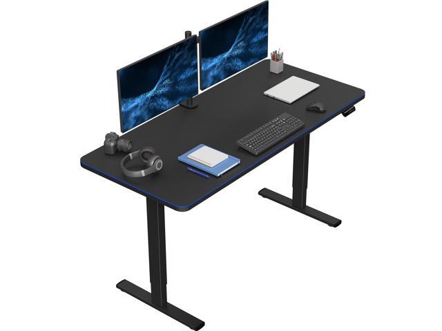 VIVO Electric 60 x 24 Stand Up Desk with RGB Black Table Top, Black Frame
