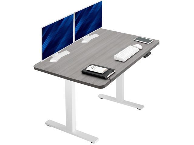 VIVO Electric 48' x 30' Stand Up Desk, Dark Gray Table Top, White Frame
