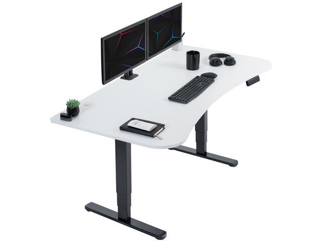 VIVO Electric 63' x 32' Stand Up Desk, White Table Top, Black Frame