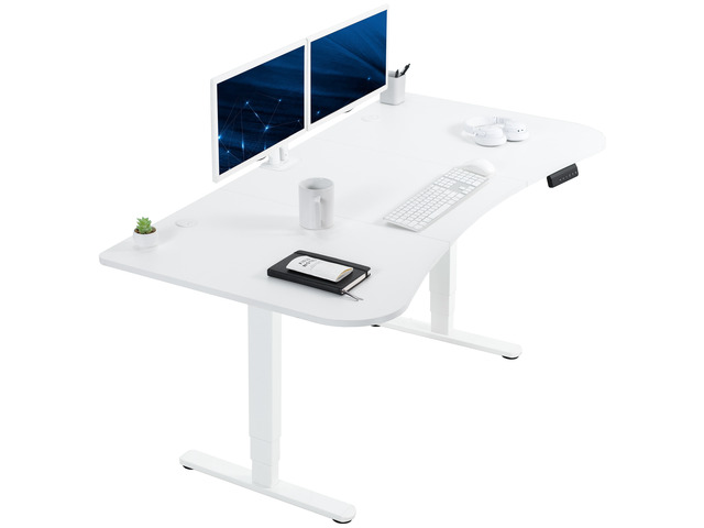 VIVO Electric 63' x 32' Stand Up Desk, White Table Top, White Frame
