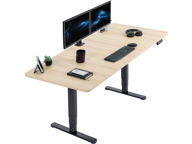 VIVO Electric 71 x 30 Stand Up Desk, Light Wood Table Top, Black Frame