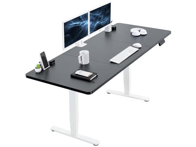 VIVO Electric 71 x 30 Stand Up Desk Workstation, Black Table Top, White Frame
