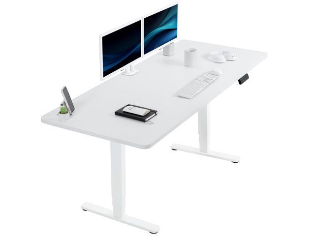 VIVO Electric 71 x 30 Stand Up Desk Workstation, White Table Top, White Frame