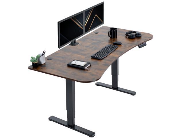 VIVO Electric 63' x 32' Stand Up Desk, Rustic Vintage Brown Top, Black Frame