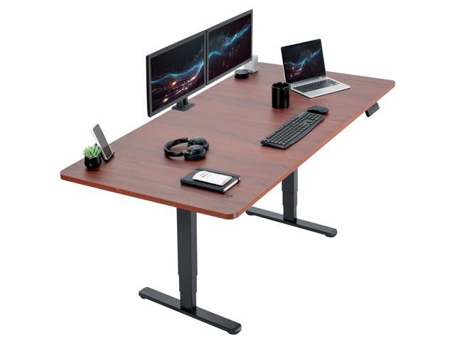 VIVO Electric 71 x 36 Stand Up Desk, Dark Walnut Table Top, Black Frame