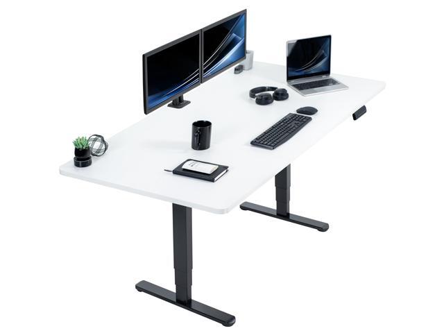 VIVO Electric 71 x 36 Stand Up Desk, White Table Top, Black Frame