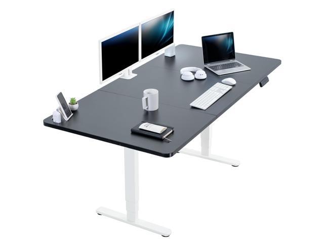 VIVO Electric 71 x 36 Stand Up Desk, Black Table Top, White Frame