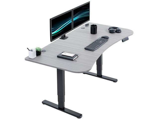 VIVO Electric 63' x 32' Stand Up Desk, Dark Gray Table Top, Black Frame