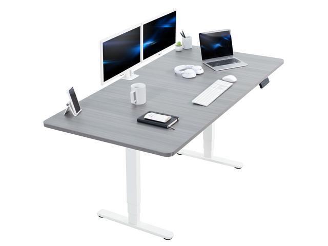 VIVO Electric 71 x 36 Stand Up Desk, Dark Gray Table Top, White Frame