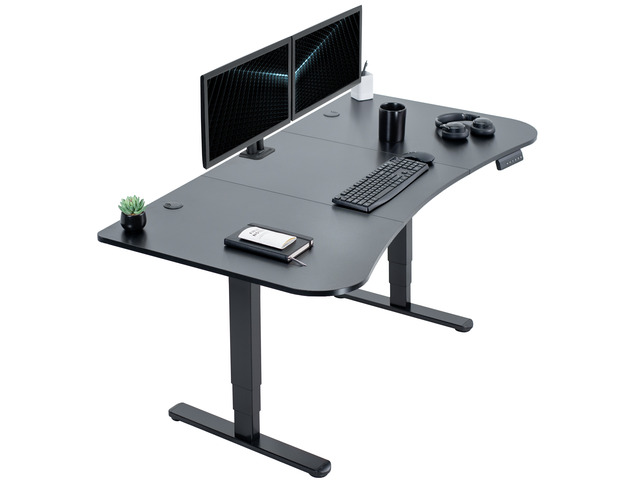 VIVO Electric 63' x 32' Stand Up Desk, Black Carbon Fiber Top, Black Frame