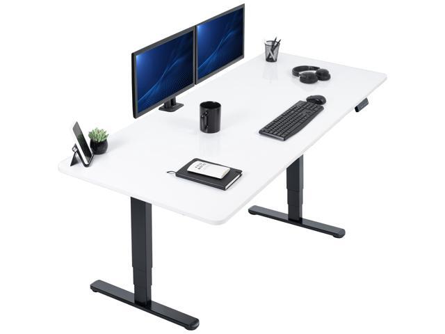 VIVO Electric 71 x 30 Stand Up Desk, White Dry Erase Table Top, Black Frame