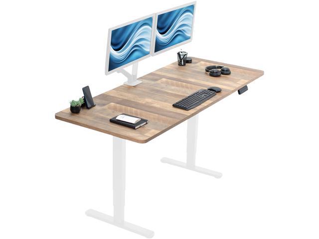 VIVO Electric 71 x 30 Stand Up Desk, Reclaimed Wood Table Top, White Frame