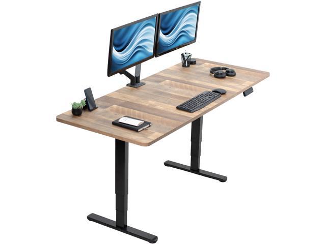 VIVO Electric 71 x 30 Stand Up Desk, Reclaimed Wood Table Top, Black Frame