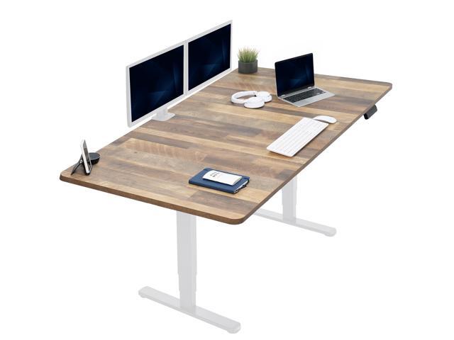 VIVO Electric 71x 36 Stand Up Desk, Reclaimed Wood Table Top, White Frame