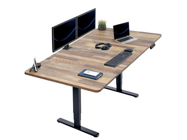 VIVO Electric 71x 36 Stand Up Desk, Reclaimed Wood Table Top, Black Frame