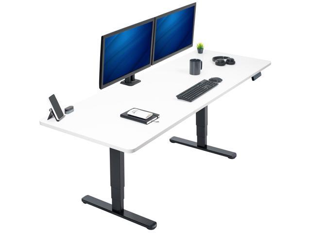VIVO Electric 83 x 30 Stand Up Desk Workstation, White Table Top, Black Frame