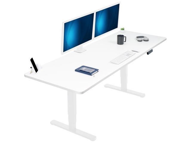VIVO Electric 83 x 30 Stand Up Desk Workstation, White Table Top, White Frame
