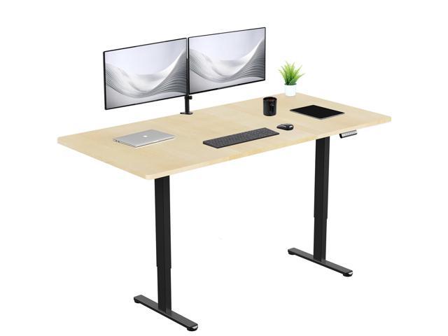VIVO Electric Dual Motor 71 x 36 Standing Desk, Light Wood Top, Black Frame