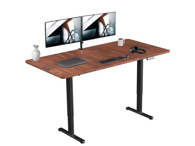 VIVO Electric Dual Motor 71 x 36 Standing Desk, Dark Walnut Top, Black Frame