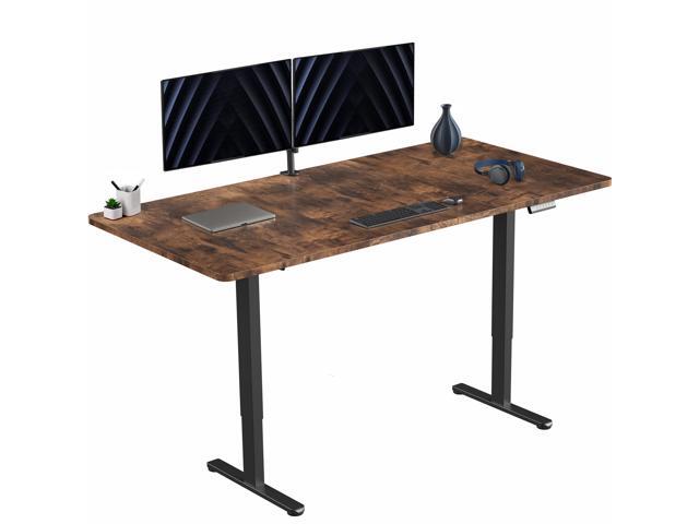 VIVO Electric Dual Motor 71 x 36 Standing Desk, Vintage Brown Top, Black Frame