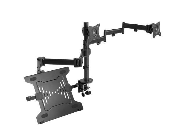 VIVO Dual 13' to 27' Monitor Mount with Laptop Holder, Horizontal Screen Display