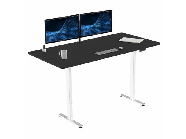 VIVO Electric Dual Motor 71 x 36 Standing Desk, Black Top, White Frame