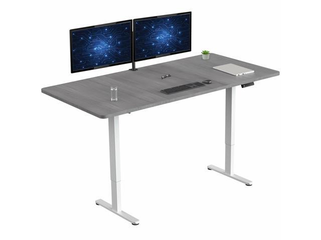 VIVO Electric Dual Motor 71 x 36 Standing Desk, Dark Gray Top, White Frame