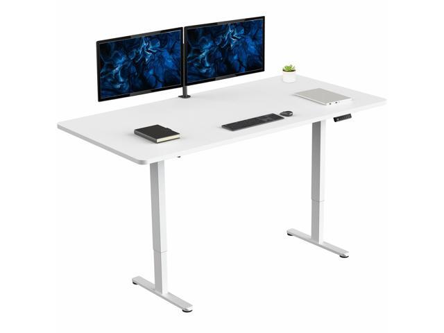 VIVO Electric Dual Motor 71 x 36 Standing Desk, White Top, White Frame