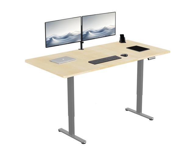 VIVO Electric Dual Motor 71 x 36 Standing Desk, Light Wood Top, Gray Frame