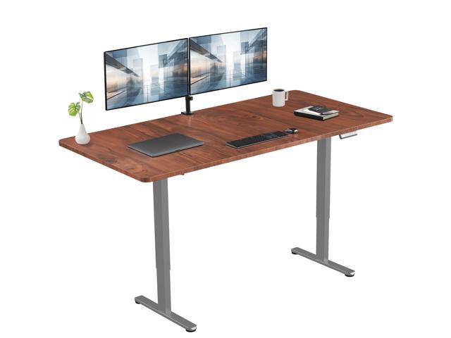 VIVO Electric Dual Motor 71 x 36 Standing Desk, Dark Walnut Top, Gray Frame
