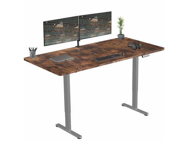 VIVO Electric Dual Motor 71 x 36 Standing Desk, Vintage Brown Top, Gray Frame