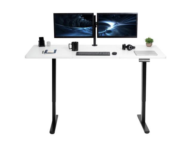 VIVO Electric Dual Motor 71 x 30 Standing Desk, White Top, Black Frame