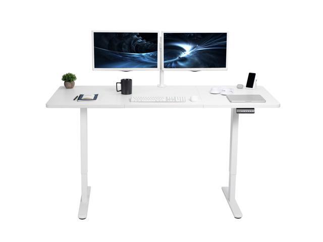 VIVO Electric Dual Motor 71 x 30 Standing Desk, White Top, White Frame