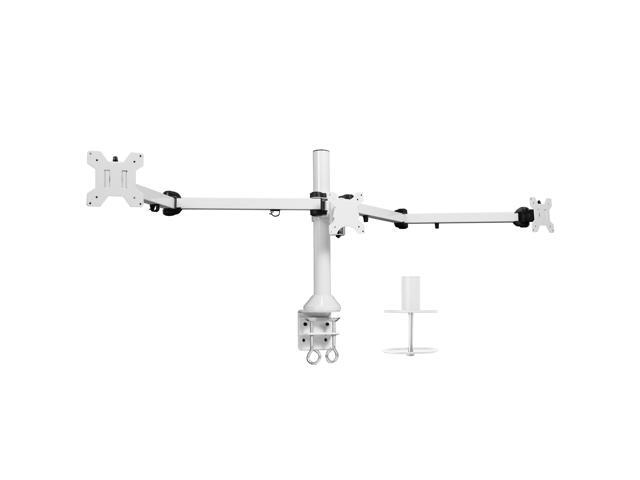 VIVO White Triple Monitor Desk Mount, Adjustable Stand, Fits 3 Screens up to 32'