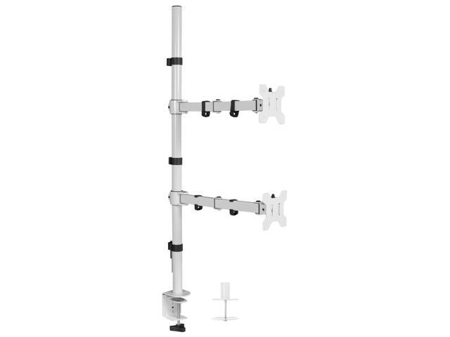VIVO White Dual Monitor Mount Extra Tall Adjustable Stand, Fits 2 Screens to 27'