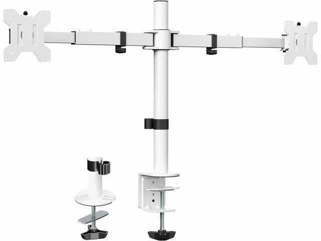 VIVO White Telescoping Dual 21' to 32' Monitor Mount, Heavy Duty Desk Stand
