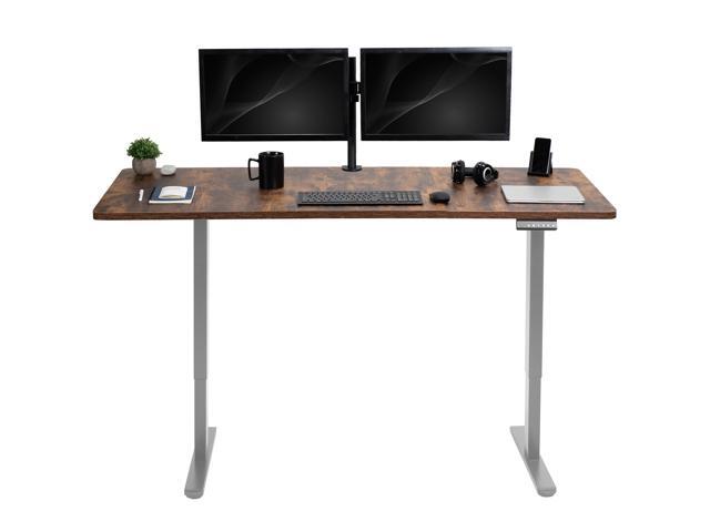 VIVO Electric Dual Motor 71 x 30 Standing Desk, Vintage Brown Top, Gray Frame