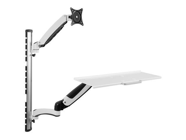 VIVO White Sit-Stand Wall Mount Counterbalance Monitor Keyboard Workstation