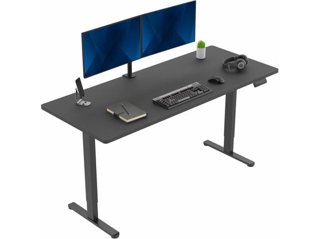 VIVO Dual Motor 71 x 30 Standing Desk, 1-Piece Black Top, Black Frame