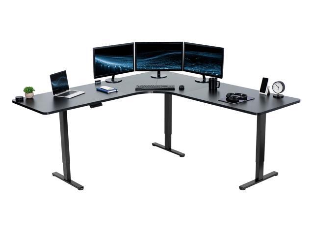 VIVO Black Electric 83' x 83' Curved Corner Stand Up Desk
