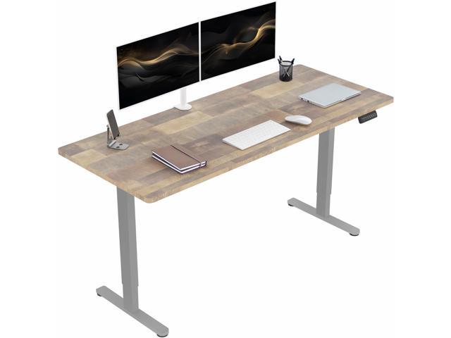 VIVO Dual Motor 71 x 30 Standing Desk, 1-Piece Reclaimed Wood Top, Gray Frame