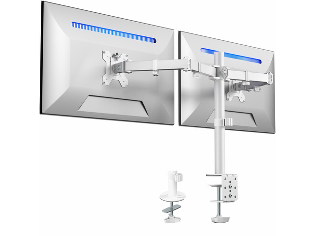 VIVO White Dual Monitor Desk Mount Adjustable Stand, Fits Screens up to 32'