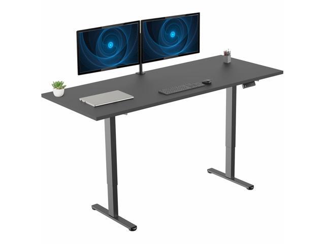 VIVO Dual Motor 71 x 30 Standing Desk, 1-Piece Black Top, Black Frame